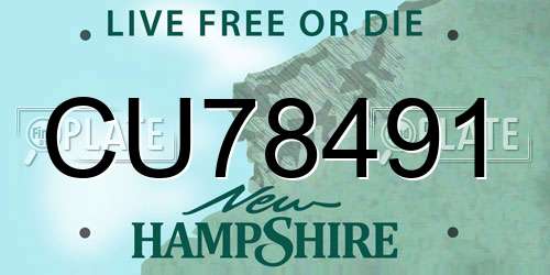 CU78491 New Hampshire License Plate