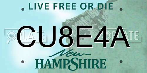 CU8E4A New Hampshire License Plate