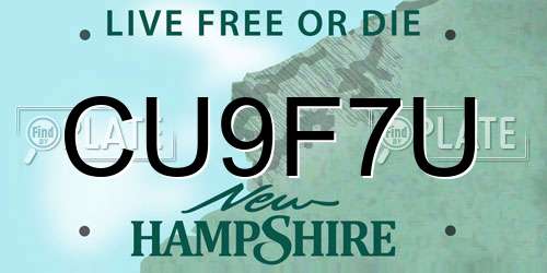 CU9F7U New Hampshire License Plate