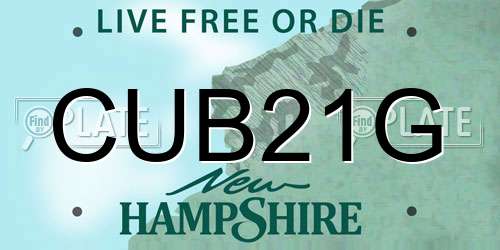 CUB21G New Hampshire License Plate