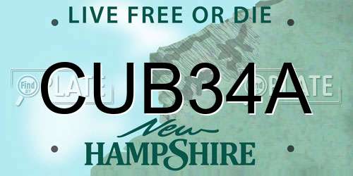 CUB34A New Hampshire License Plate