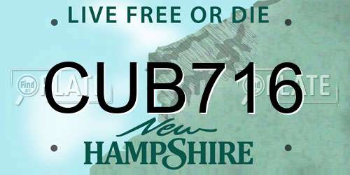 CUB716 New Hampshire License Plate