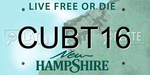 CUBT16 New Hampshire License Plate