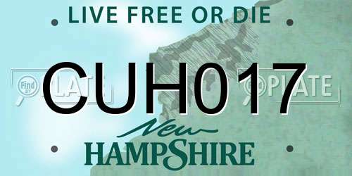 CUH017 New Hampshire License Plate