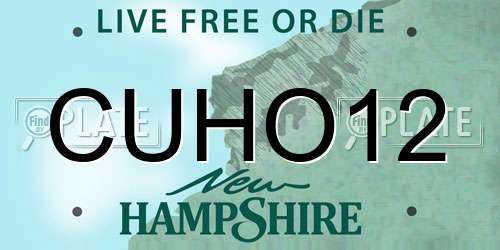 CUHO12 New Hampshire License Plate