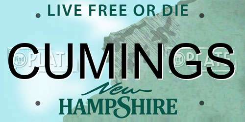 CUMINGS New Hampshire License Plate