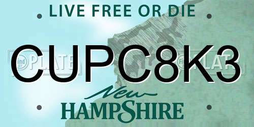 CUPC8K3 New Hampshire License Plate
