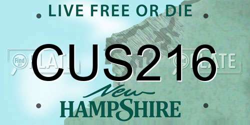 CUS216 New Hampshire License Plate