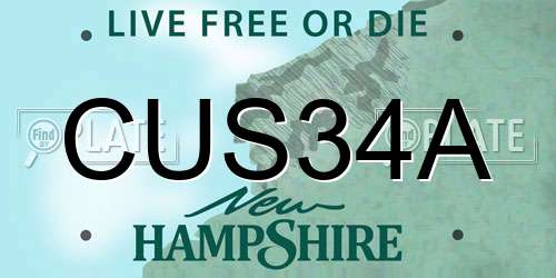 CUS34A New Hampshire License Plate