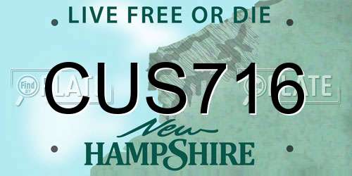 CUS716 New Hampshire License Plate