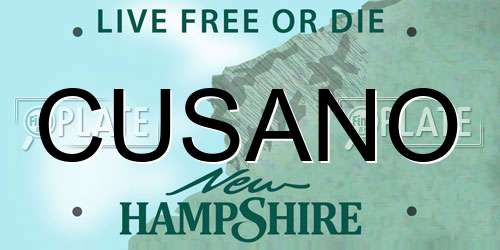CUSANO New Hampshire License Plate