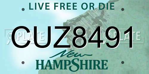 CUZ8491 New Hampshire License Plate
