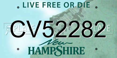 CV52282 New Hampshire License Plate