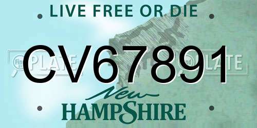CV67891 New Hampshire License Plate
