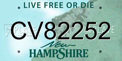 CV82252 New Hampshire License Plate