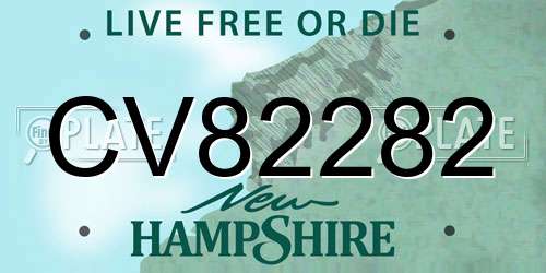 CV82282 New Hampshire License Plate