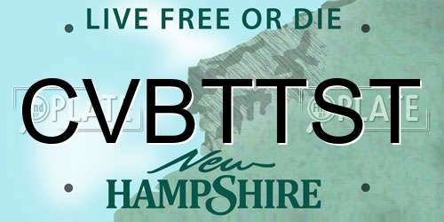 CVBTTST New Hampshire License Plate