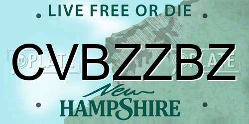 CVBZZBZ New Hampshire License Plate