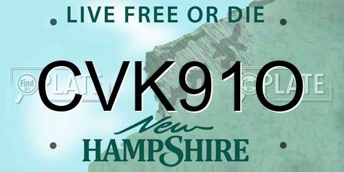 CVK91O New Hampshire License Plate