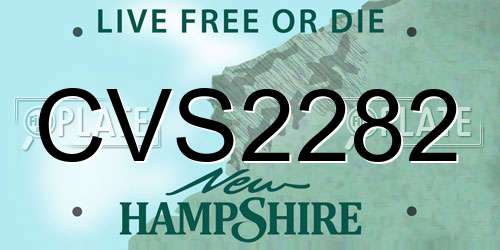 CVS2282 New Hampshire License Plate