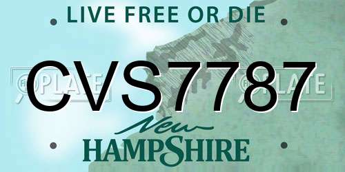 CVS7787 New Hampshire License Plate