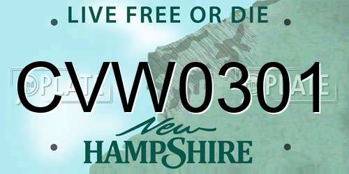 CVW0301 New Hampshire License Plate