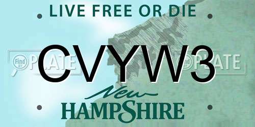 CVYW3 New Hampshire License Plate