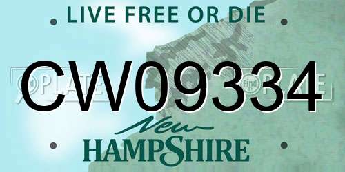 CW09334 New Hampshire License Plate