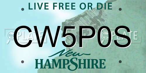 CW5P0S New Hampshire License Plate
