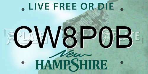 CW8P0B New Hampshire License Plate