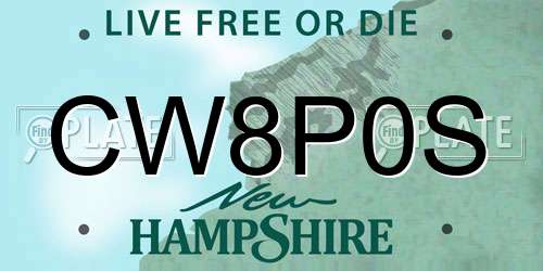 CW8P0S New Hampshire License Plate