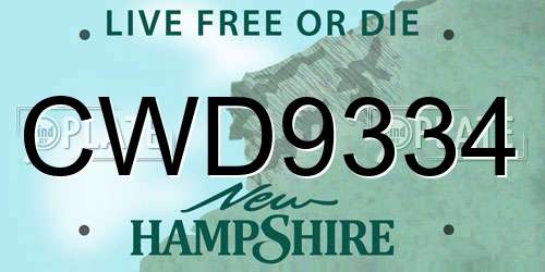 CWD9334 New Hampshire License Plate