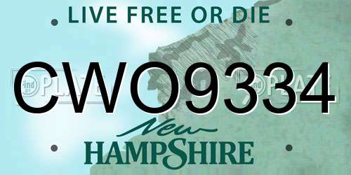 CWO9334 New Hampshire License Plate