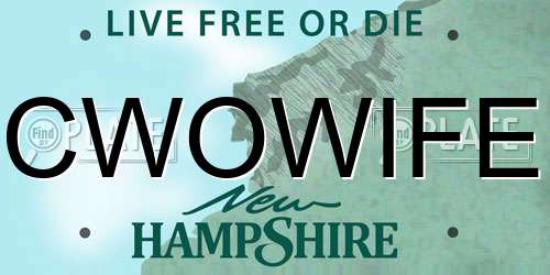 CWOWIFE New Hampshire License Plate