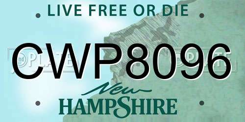 CWP8096 New Hampshire License Plate