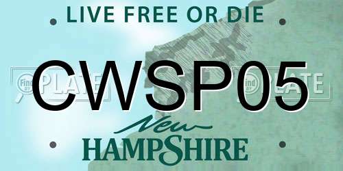 CWSP05 New Hampshire License Plate