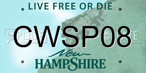CWSP08 New Hampshire License Plate