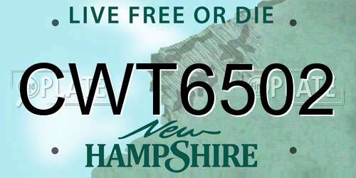 CWT6502 New Hampshire License Plate