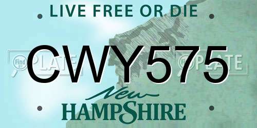 CWY575 New Hampshire License Plate