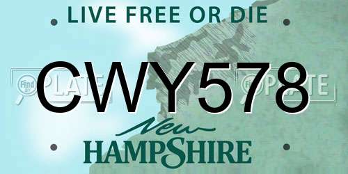 CWY578 New Hampshire License Plate