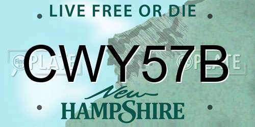 CWY57B New Hampshire License Plate
