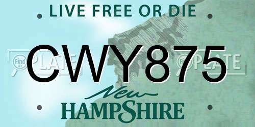 CWY875 New Hampshire License Plate