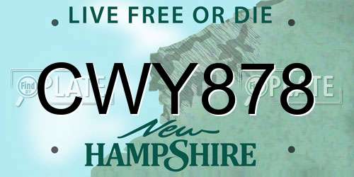 CWY878 New Hampshire License Plate