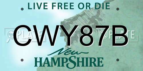 CWY87B New Hampshire License Plate