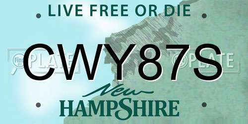 CWY87S New Hampshire License Plate