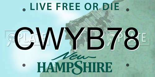 CWYB78 New Hampshire License Plate