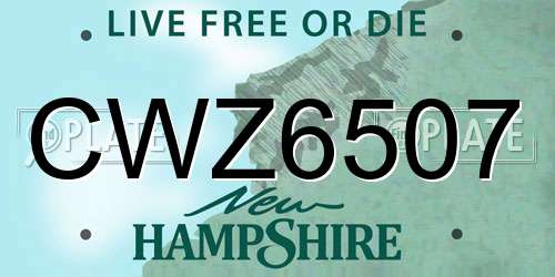 CWZ6507 New Hampshire License Plate