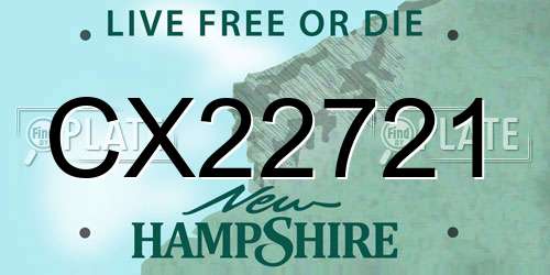 CX22721 New Hampshire License Plate