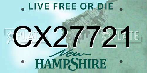 CX27721 New Hampshire License Plate