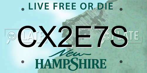 CX2E7S New Hampshire License Plate